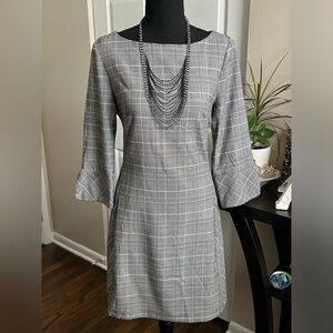 🛍️H&M Black White Plaid Business Casual Sheath Dress Size 6 Small